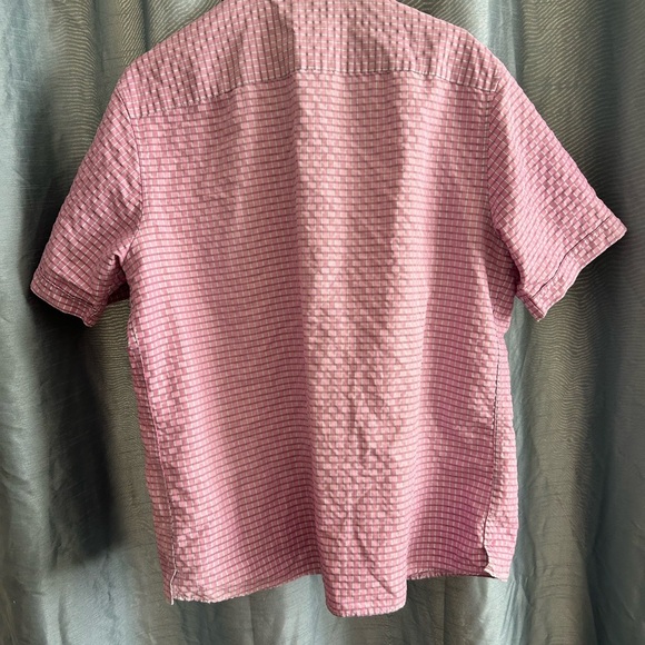 Men's M&S Medium Regular fit Pink Checkered Short Sleeve Shirt - Picture 7 of 10